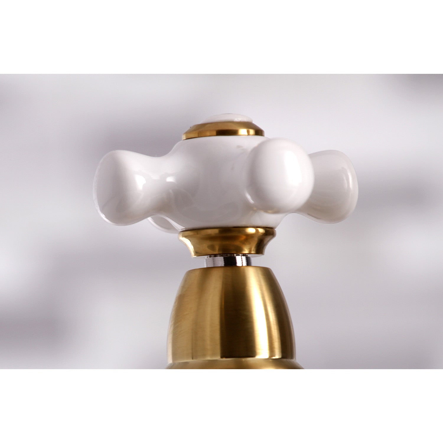 Kingston Tulare KS7277PXBS - English Country Two-Handle 4-Hole Deck Mount Bridge Kitchen Faucet with Brass Sprayer, Brushed Brass — thumbnail 3